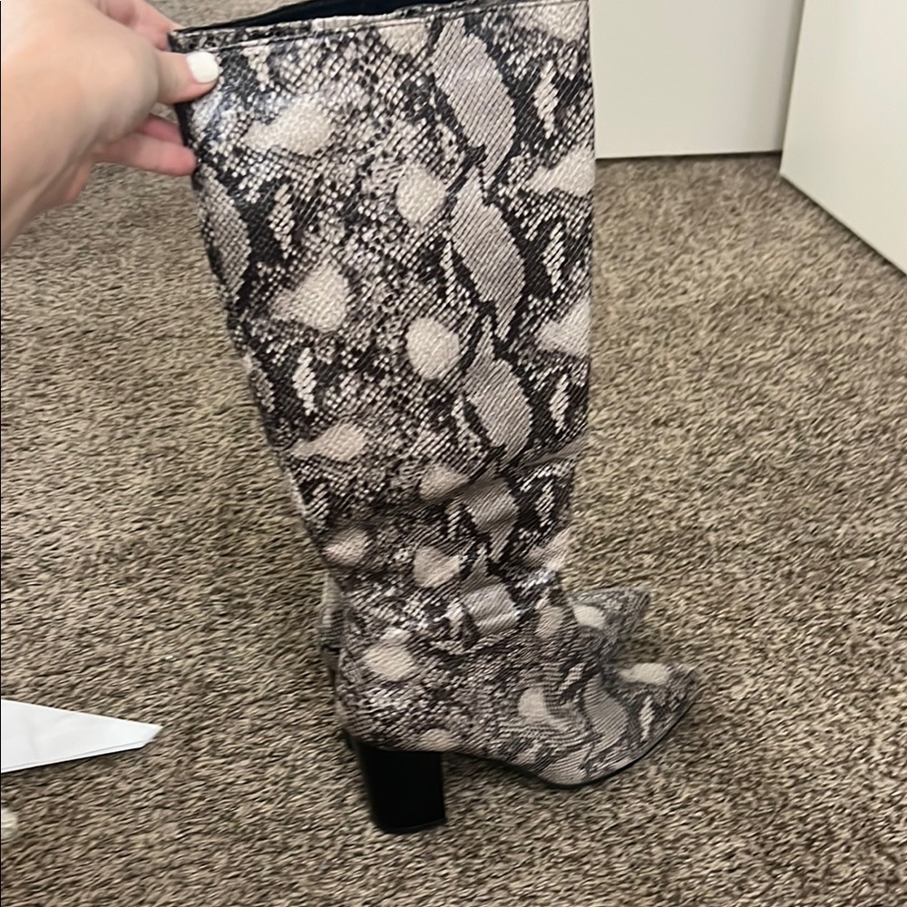 Snakeskin Pattern Knee-High Boots